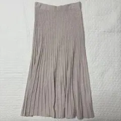 ニット ロングスカート プリーツ風 L
