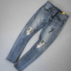 y2k FR2 スキニーデニムパンツ ダメージ加工 ファスナー ロゴ - メルカリ