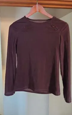 ベロアロンT ブラウン カットアウト 長袖トップス