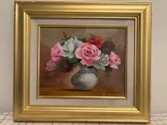紺野八郎【白い壺の薔薇】　肉筆油彩画 紺野八郎【白い壺の薔薇】 肉筆油彩画 - メルカリ