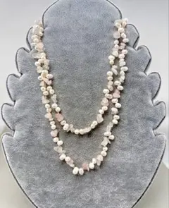 ローズクォーツ 淡水パール ネックレス