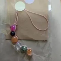 ハンドメイド カラフルビーズ携帯ストラップ