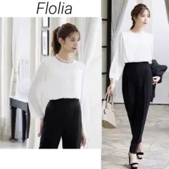 Flolia タック ブラウス ホワイト セレモニー L