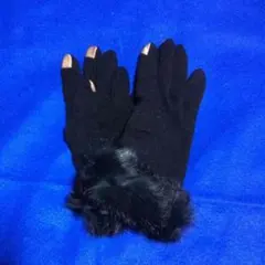 タッチグローブ ラビットファー付き ブラック新品