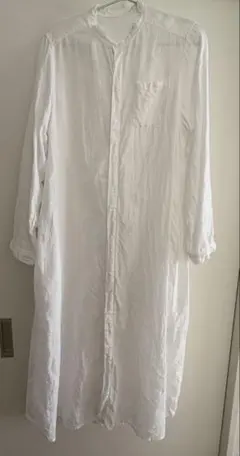 nest robe シャツワンピース バンドカラー リネン100%