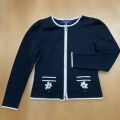 エムズグレイシー ブラック　フラワー　カーディガン　ニット　40