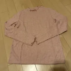 リブ編みハイネックセーター L ピンク
