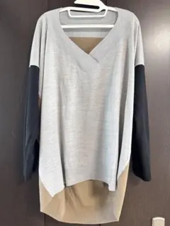 新品同様　AZUL by MOUSSY Mサイズ 長袖ニット　バイカラー　グレー