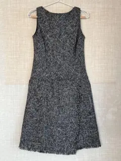 COMME CA DU MODEノースリーブ Aライン ワンピース ツイード