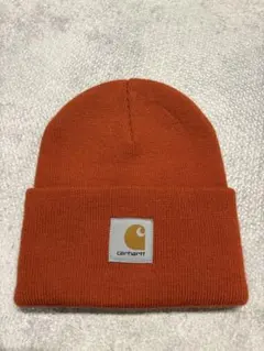 carhartt オレンジ ニット帽　カーハート　美品　ビーニー　ストリート