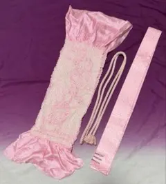 帯揚げ＆帯締め＆重ね襟セット　ピンク　正絹