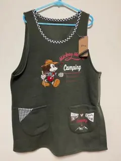 裏起毛エプロン ミッキー カーキ