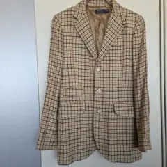 RALPH LAURENチェック柄エルボーパッチ付きブレザー上着