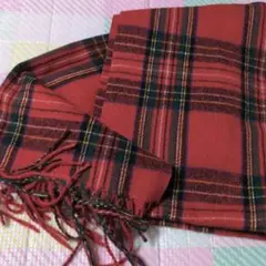 ③【新品未使用品】赤いチェック柄マフラー