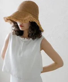 mystic リブニット ノースリーブ ホワイト フレンチスリーブ 春夏