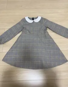 チェック柄襟付きワンピース