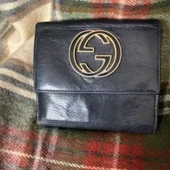 GUCCI インターロッキング折り レザー財布　レア　希少品