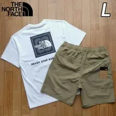 ノースフェイス 上下セット Tシャツ ショートパンツ バンダナ カーキ 新品 L