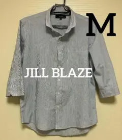 JILL BLAZE 七分袖 ブルーストライプ春夏シャツ メンズ M 水色のサムネイル