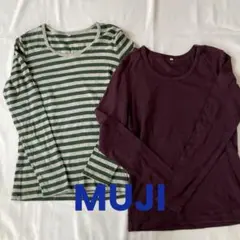 MUJIストレッチフライス編クルーネック長袖Tシャツ　2枚セット　Sサイズ