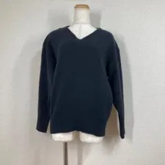 グリーンレーベル ウールカシミヤ Vネックニット 黒 バックスリット F