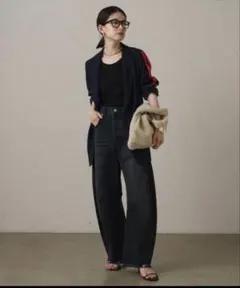 loungedress ブラック コクーンデニムパンツ　L sizeのサムネイル