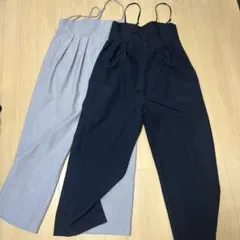 麻調サロペット　2枚セット