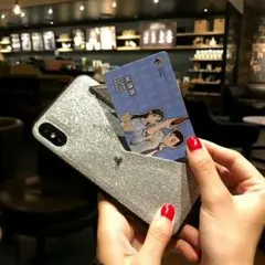 iPhone6plus/6sPlus◇お手紙風ケース◇シルバーラメ入りポケット付