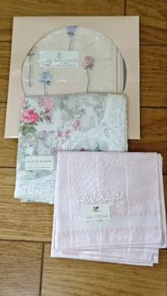 新品 ROYAL WORCESTER グレージュ ユリエニタニ ハンカチ 3枚