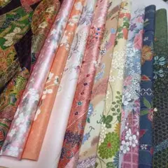 12　着物ハギレ　36×50㎝　10枚　金彩　型染　季節小物　パッチワーク