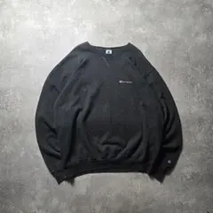 90sChampionチャンピオンスウェットトレーナー刺繍ロゴグランジボロ黒前V