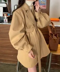 DIHOLIC chuu ロングコート ベージュ キャメル ロングコート 韓国 DIHOLIC chuu ロングコート ベージュ キャメル ロングコート 韓国