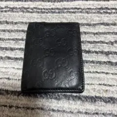 GUCCI インターロッキングG カードケース ブラック 名刺入れ レザー