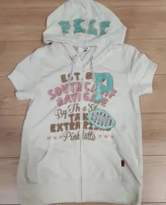 ピンクラテ　半袖パーカー　M