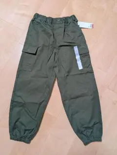 GU キッズ ワイドカーゴジョガーパンツ 140 オリーブ