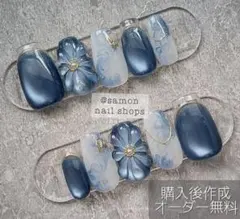 ◯173. ショートバレリーナ　花　クリアフレンチ　ニュアンス