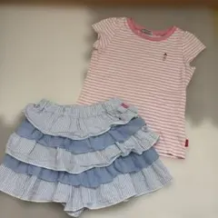 【ミキハウス】バレリーナちゃん　フリル付きスカート キュロット Tシャツ