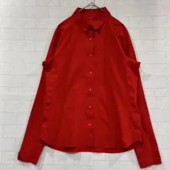 極美品 デサント ゴルフ 長袖シャツ 赤伸縮性 通気性 Lのサムネイル