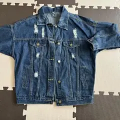 ダメージ加工 ダークブルー デニムジャケット