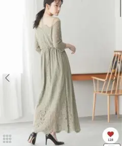 チュールパネルレースドレス