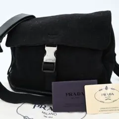 美品　PRADA プラダ スポーツ ショルダーバッグ 金具　黒 ウールナイロン