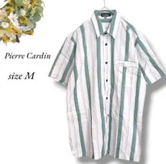 Pierre Cardin 半袖シャツ M ストライプ グリーン系 4748のサムネイル