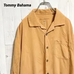 00s Tommy Bahama シルク100％ 無地アロハシャツ 開襟 Lのサムネイル