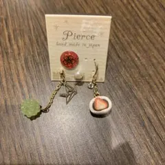 ハンドメイド ピアスセット いちご大福 金平糖 鶴