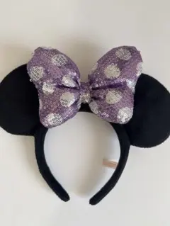 ディズニーミニー水玉パープルカチューシャ