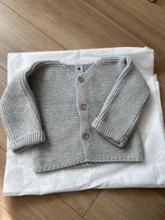 【新品】Petit Bateau ガーター編みニットカーディガン　18mois