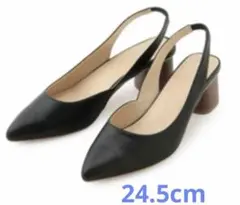 ブラック スリングバック ハイヒールパンプス