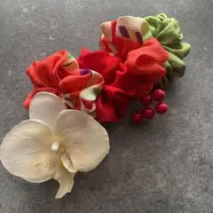 七五三　髪飾り　ヘッドドレス　着物リメイク　アンティーク　ハーフ成人式