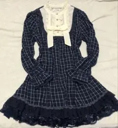 axes femmeリボン　フリルワンピース　重ね着風　リズリサ姫系　チェック