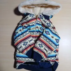 幾何学模様 フリース裏地付き犬服 小型犬用